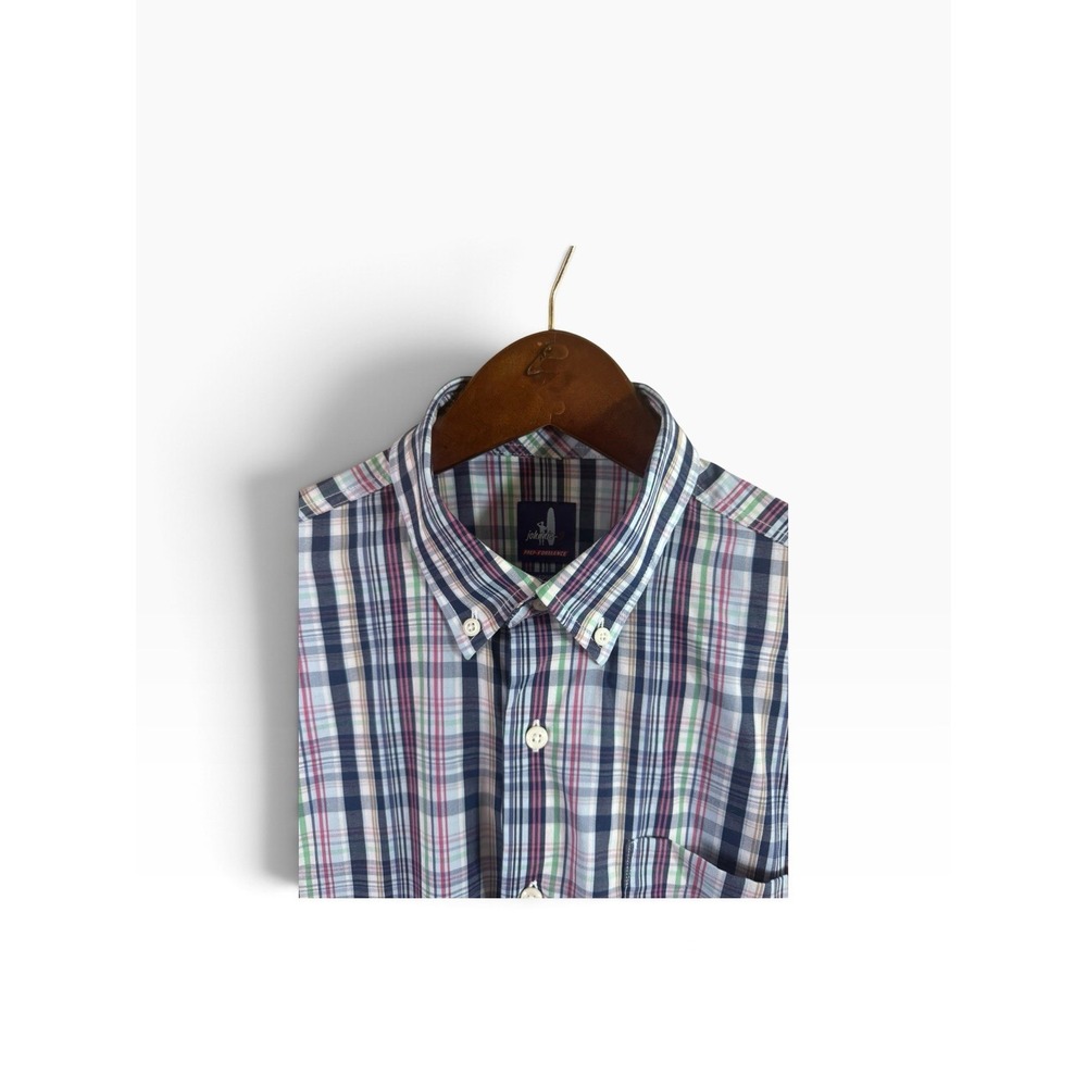 johnnie-O Prep Performance Stretch Long Sleeved Plaid Button Up Shirt Men's MED